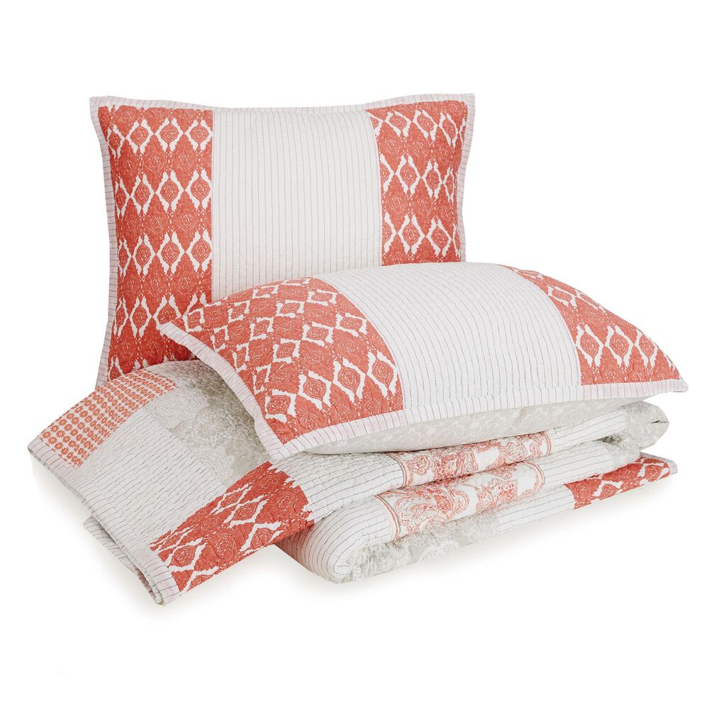 Peking Handicraft Texture King Coverlet Set in Red, , large