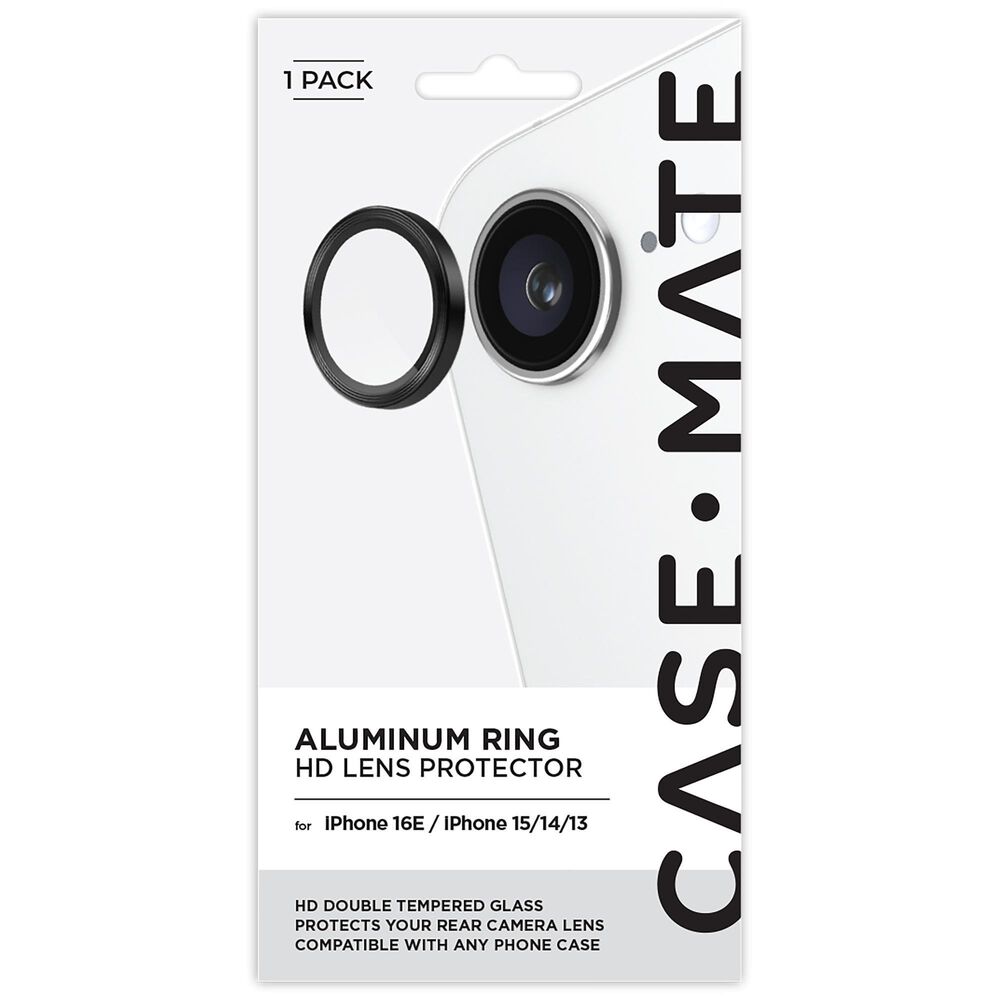 Case-Mate Aluminum Ring Camera Lens Glass Protector for Apple iPhone 16e in Black, , large