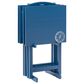 Linon Home Decor Compass Folding TV Tray Table Set with Stand in Navy Blue (Set of 4), , large