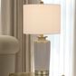 Cal Lighting Modica Ceramic Table Lamp in Sandy Gray and Antique Brass, , large