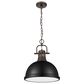 Golden Lighting Duncan 1-Light Pendant with Chain and Matte Black Shade in Rubbed Bronze, , large