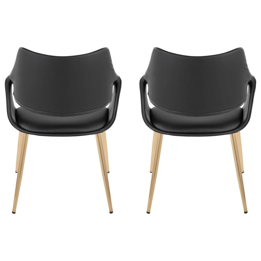Lumisource Curvo Arm Chair with Black Upholstered in Gold &#40;Set of 2&#41;, , large