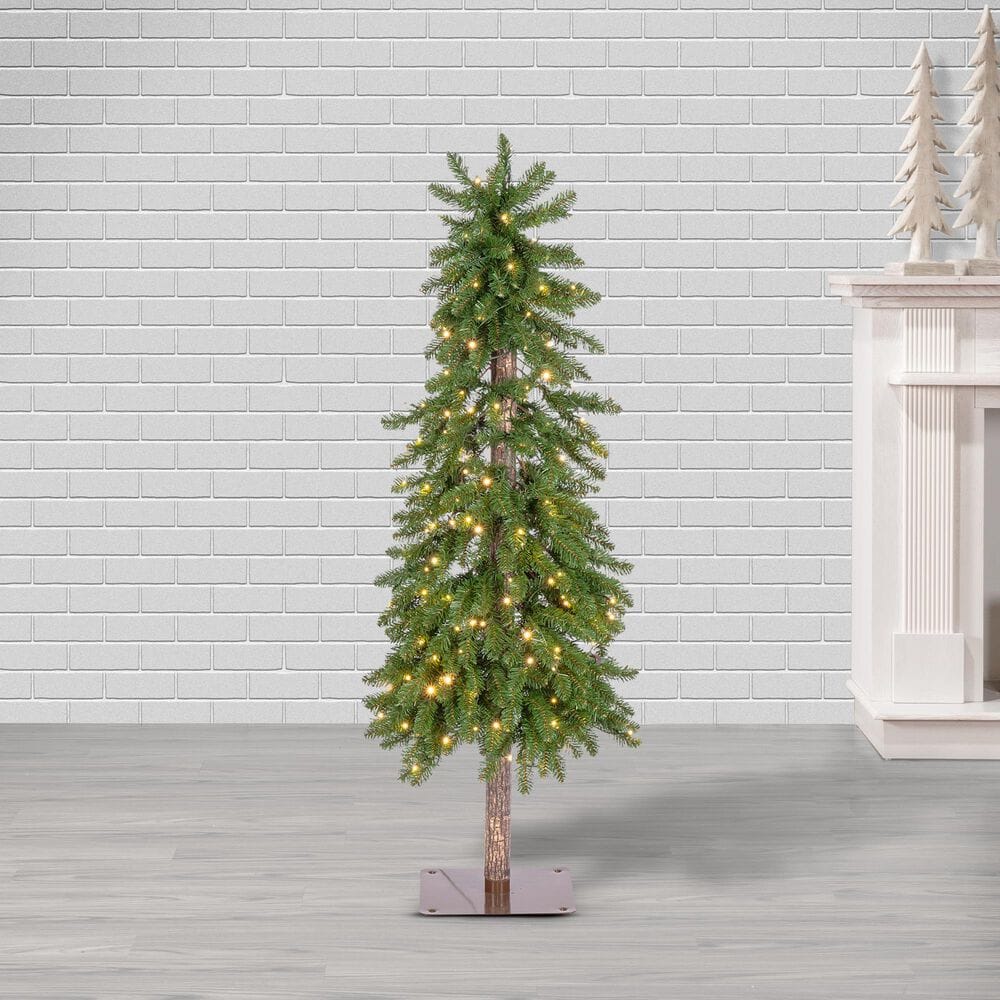 The Gerson Company 5&#39; Alpine Pre-Lit Artificial Christmas Tree in Green, , large