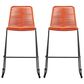 Armen Living Shasta Patio Bar Stool with Tangerine Rope Seat in Black (Set of 2), , large