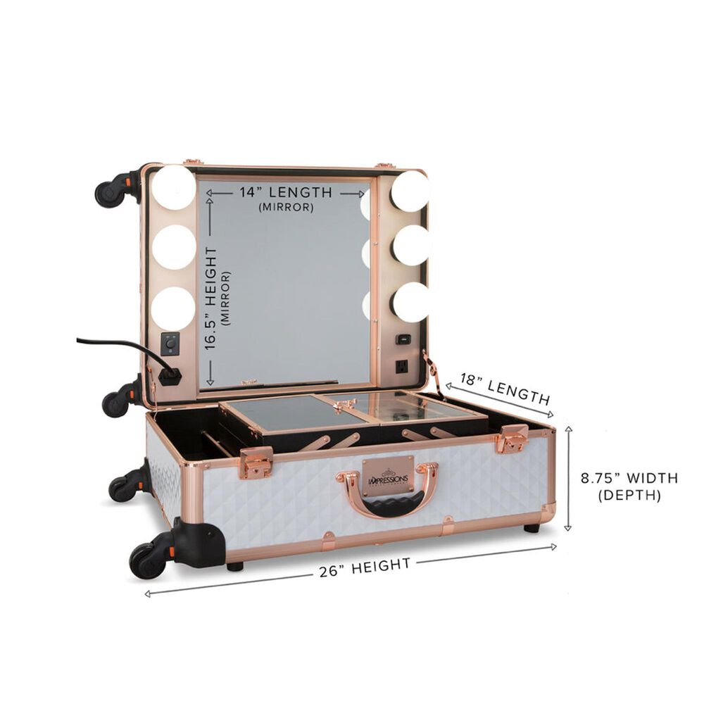 Impressions Vanity SlayCase Vanity Case with Stand in White and Rose Gold Studded, , large