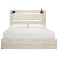 Signature Design by Ashley Cambeck King Double Storage Bed in Whitewash with Lighting