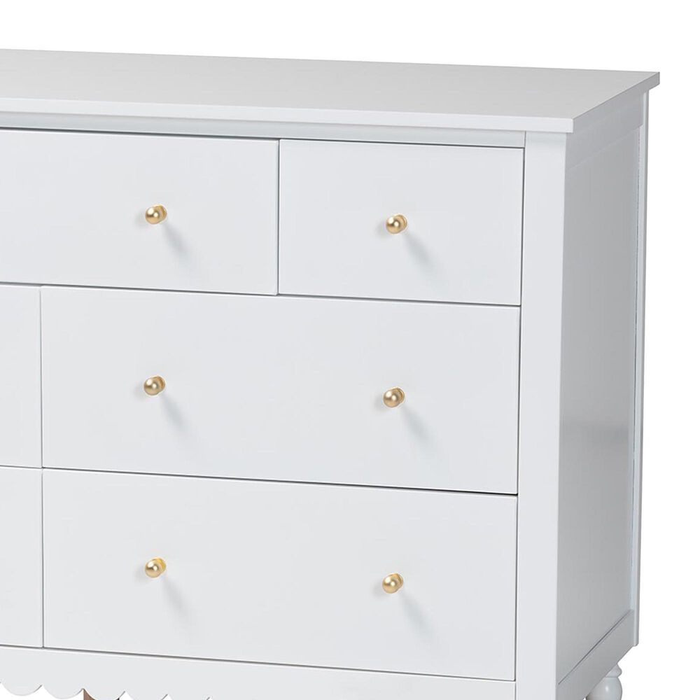 Baxton Studio Roni 7-Drawer Dresser in White, , large