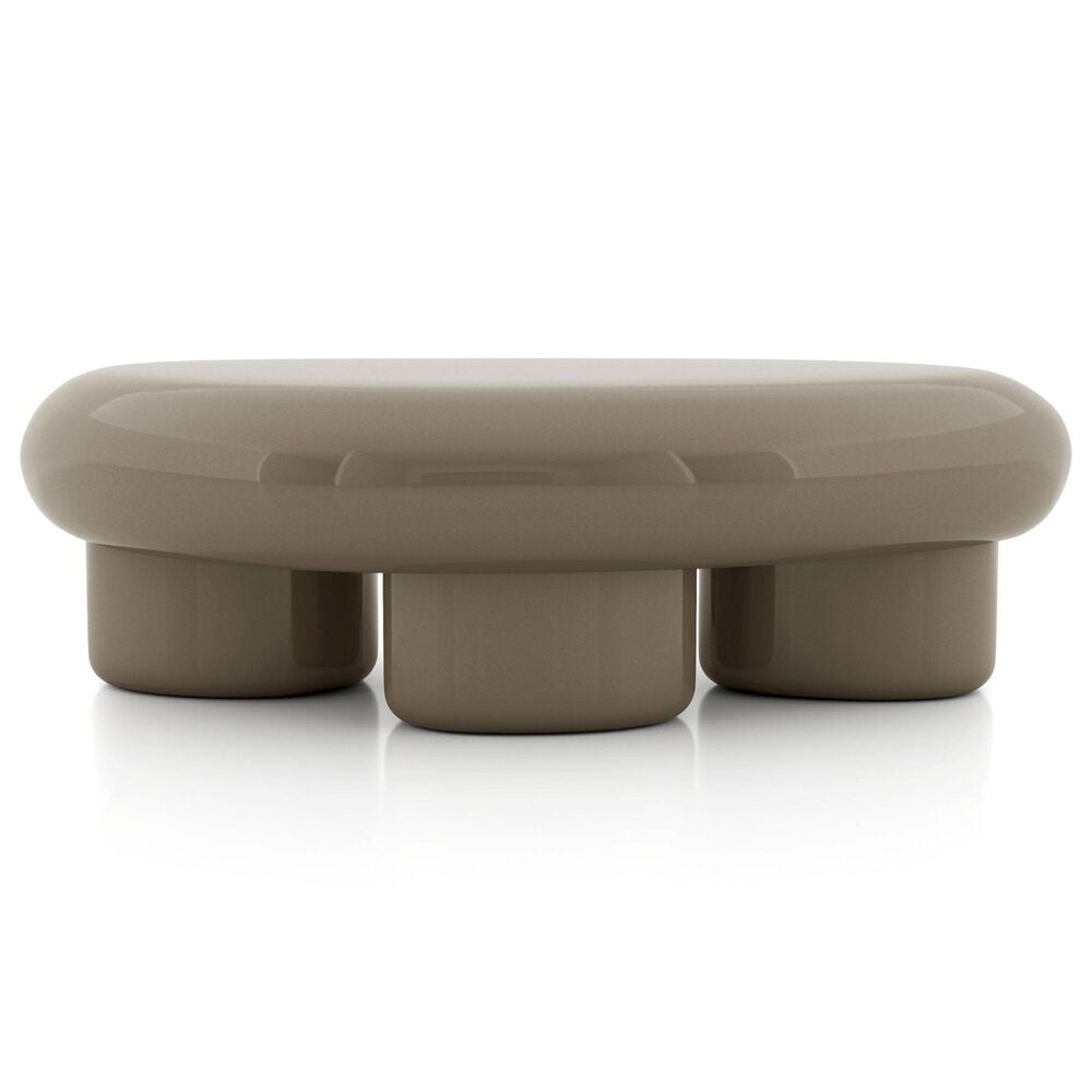 Furniture of America Rene Low Profile Glossy Coffee Table in Brown, , large