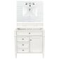 James Martin Vanities Brittany 36" Single Bathroom Vanity in Bright White with 3 cm Arctic Fall Solid Surface Top and Rectangle Sink, , large