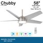 Minka-Aire Chubby 58" Smart Indoor/Outdoor Ceiling Fan in Brushed Nickel Wet, , large
