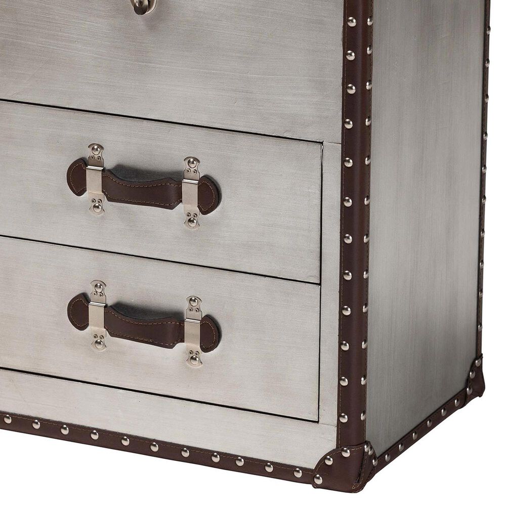 Baxton Studio Calidore 2-Drawer End Table in Silver, , large
