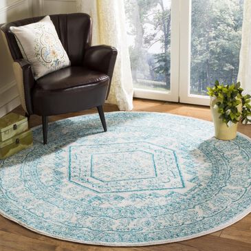 Safavieh Adirondack ADR108G 6" Round Ivory and Teal Area Rug, , large