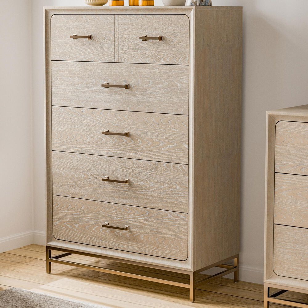 Furniture of America Sandnes 5-Drawer Chest in Light Oak, , large
