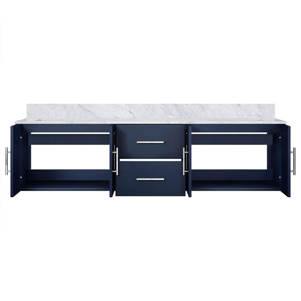 Lexora Home Geneva 72&quot; Double Bathroom Vanity in Navy Blue with 2 cm White Carrara Marble Top and Rectangular Sinks, , large