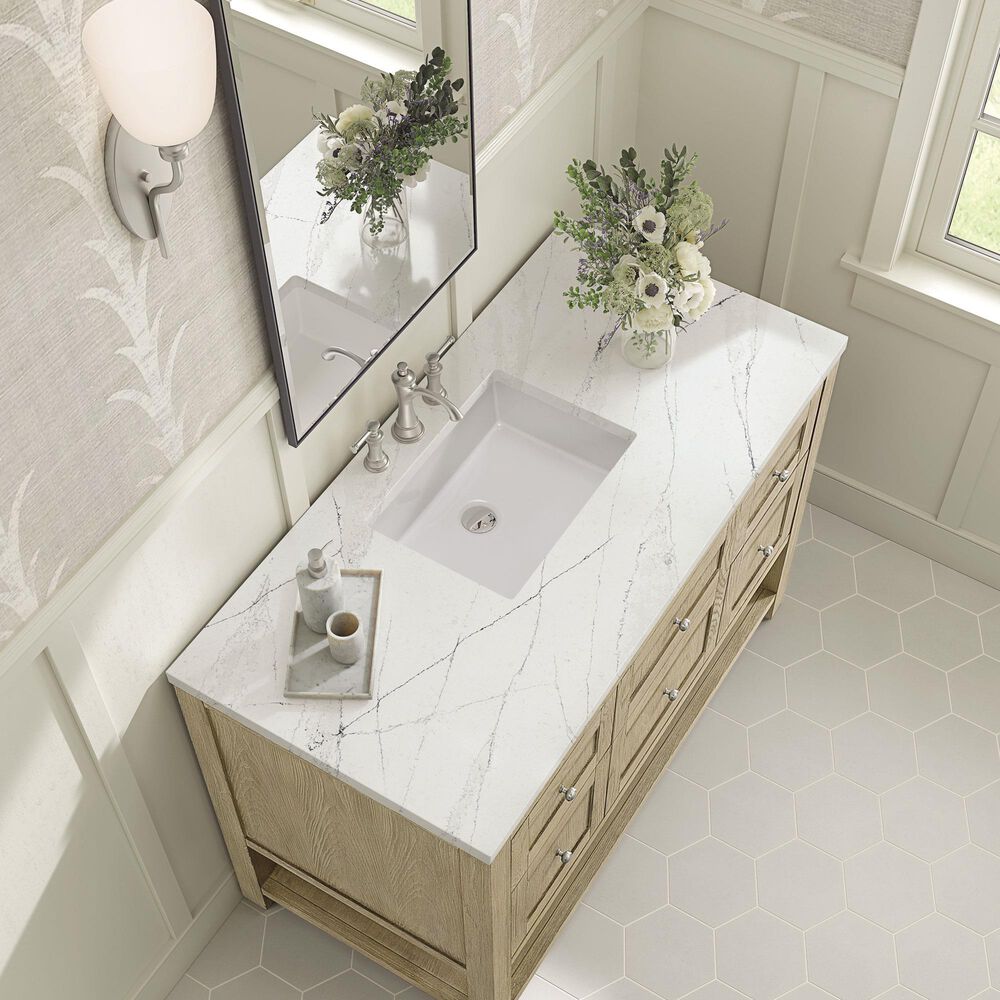 James Martin Vanities Breckenridge 48&quot; Single Vanity in Whitewashed Oak with 3 cm Ethereal Noctis Quartz Top, , large