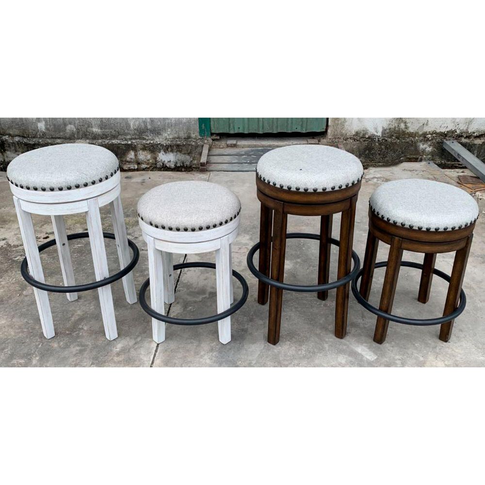 Ashley Valebeck Upholstered Swivel Counter Stool with Beige Cushion in White and Black, , large