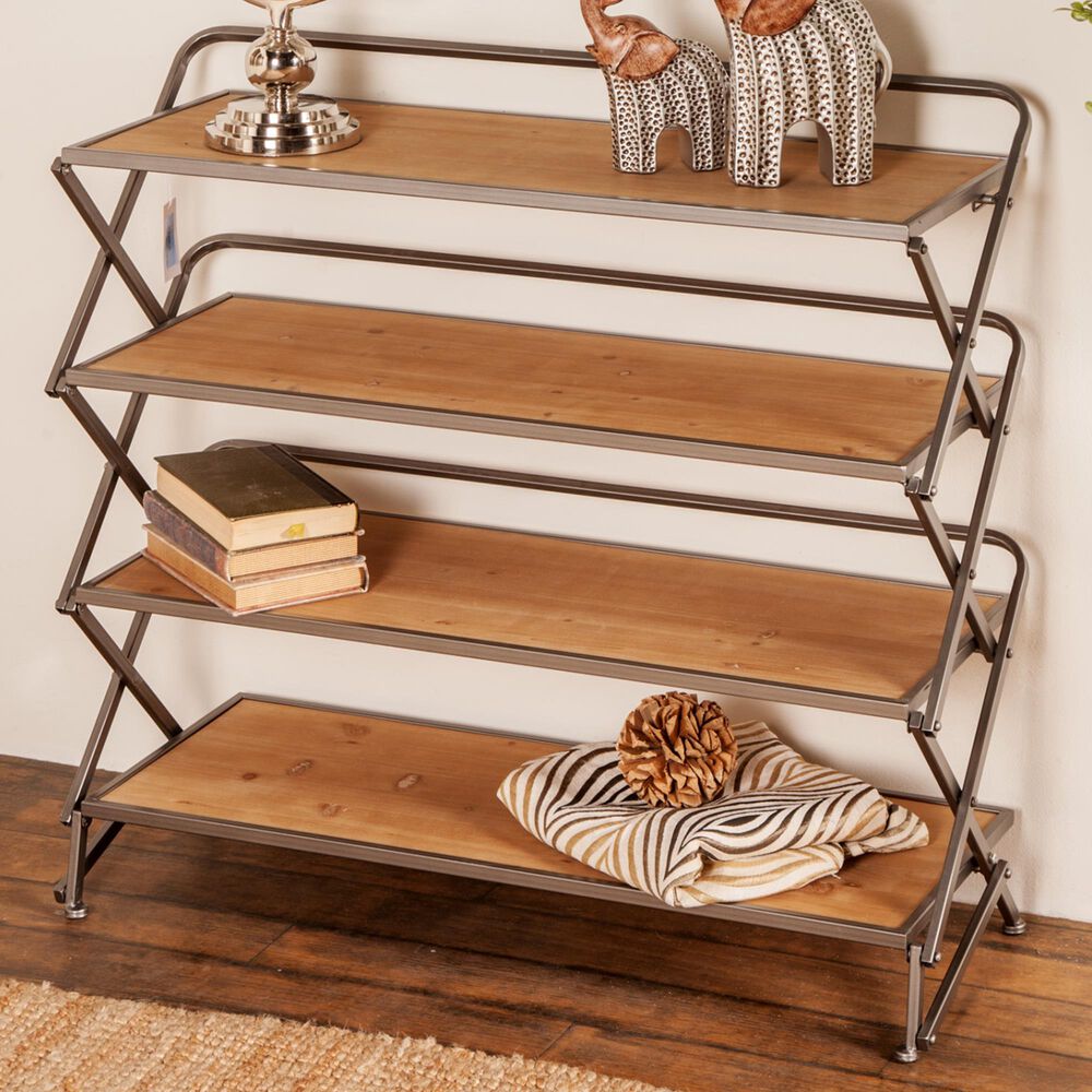 Maple and Jade 30" x 34" 4-Tiered Shelf in Brown, , large