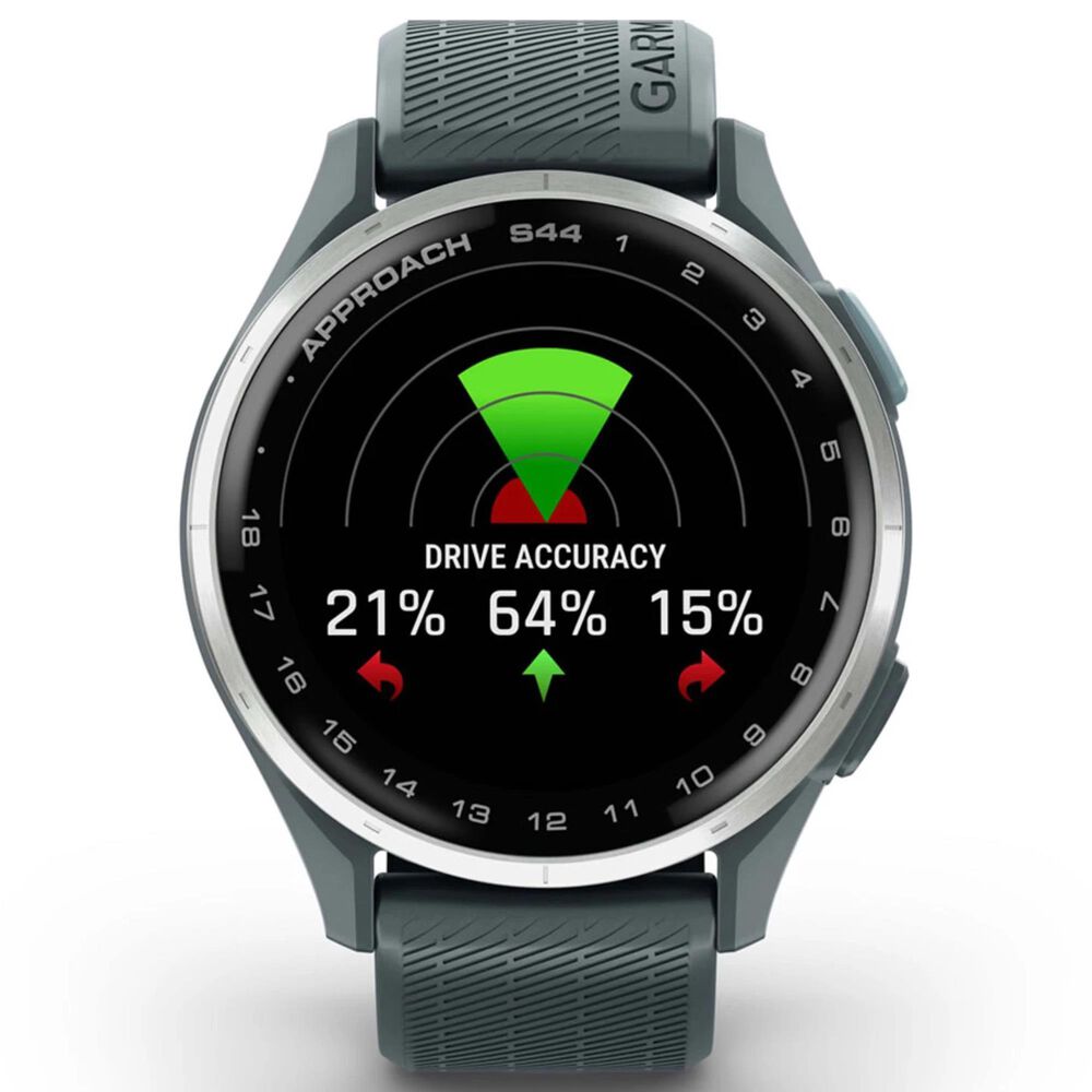Garmin Approach S44 43mm Golf Smartwatch Silver Aluminum Bezel Case with Twilight Silicone Band, , large