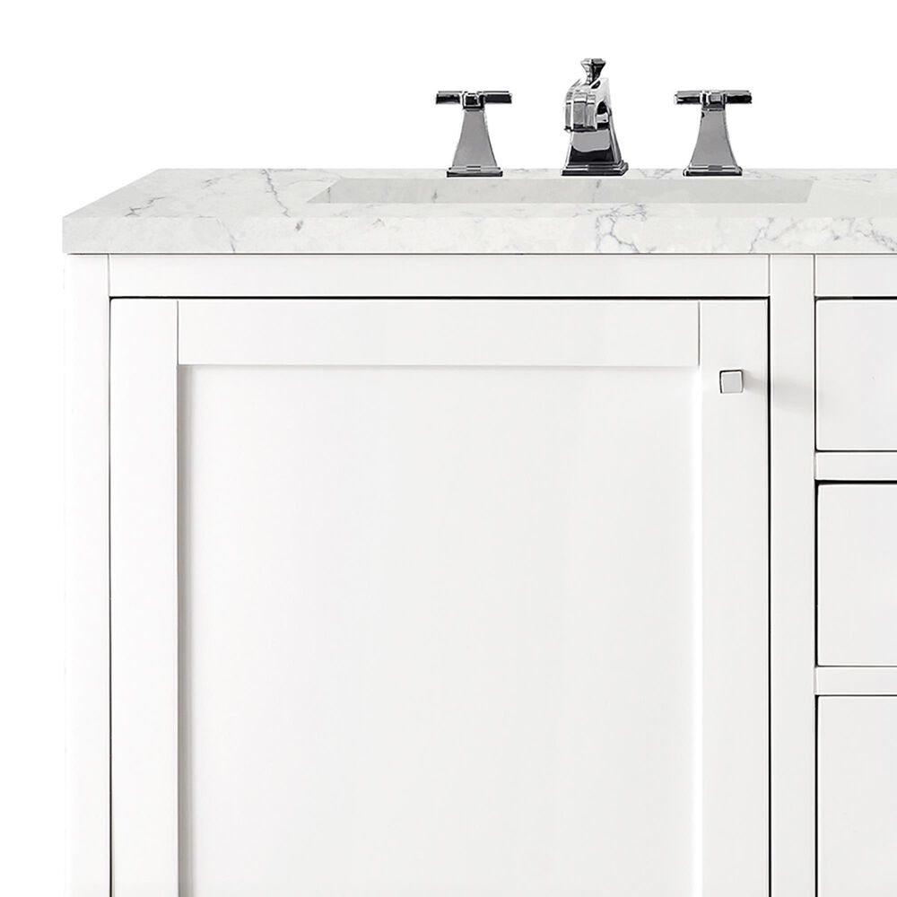 James Martin Vanities Addison 60&quot; Double Bathroom Vanity in Glossy White with 3 cm Eternal Jasmine Pearl Quartz Top and Rectangular Sinks, , large