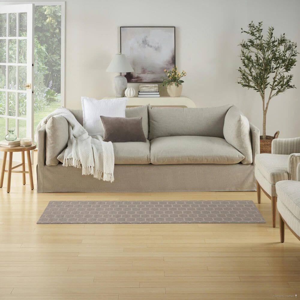 Nourison Twist Reversible 2&#39; x 6&#39; Grey Indoor/Outdoor Runner, , large