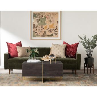  Jonathan Louis Jace Stationary Sofa in Amici Moss Velvet