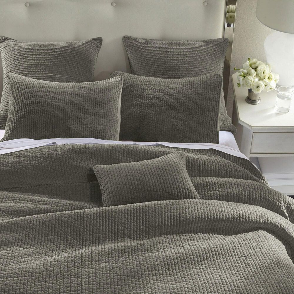 HiEnd Accents Stonewashed Velvet 3-Piece Full/Queen Quilt Set in Gray, , large