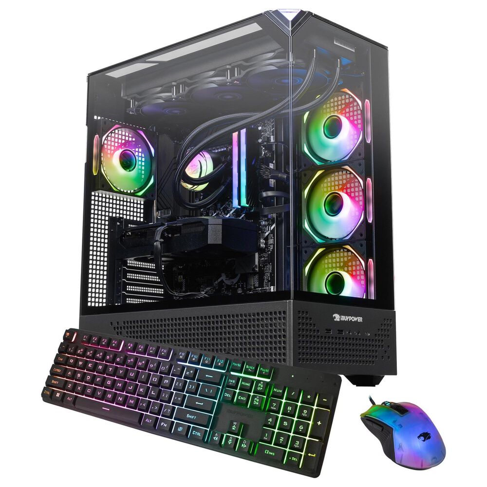 iBUYPOWER Element Pro Gaming Desktop PC | AMD Ryzen 7 9800X3D - 32GB RAM - AMD Radeon RX 9070XT Graphics - 2TB SSD in Black, , large