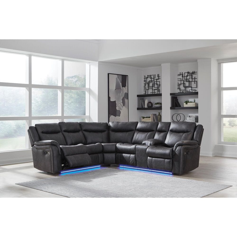Ashley Sultan Meadow 2-Piece Manual Reclining Sectional in Carbon, , large