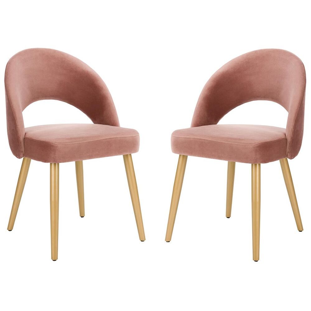 Safavieh Giani Dining Chair in Dusty Rose and Gold (Set of 2), , large