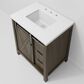 Lexora Home Marsyas 30" Single Bathroom Vanity in Rustic Brown with White Quartz Top and Rectangular Sink, , large