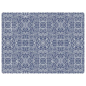 Bungalow Flooring Arabesque 3" x 4" Navy Desk Chair Mat, , large