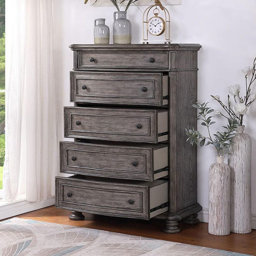 Sasha Lee Lake Way 5-Drawer Chest in Sandblasted Gray, , large
