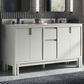 Kohler Solive 60" Double Bathroom Vanity in Gossamer White with 2 cm White Quartz Top and Rectangular Sinks, , large