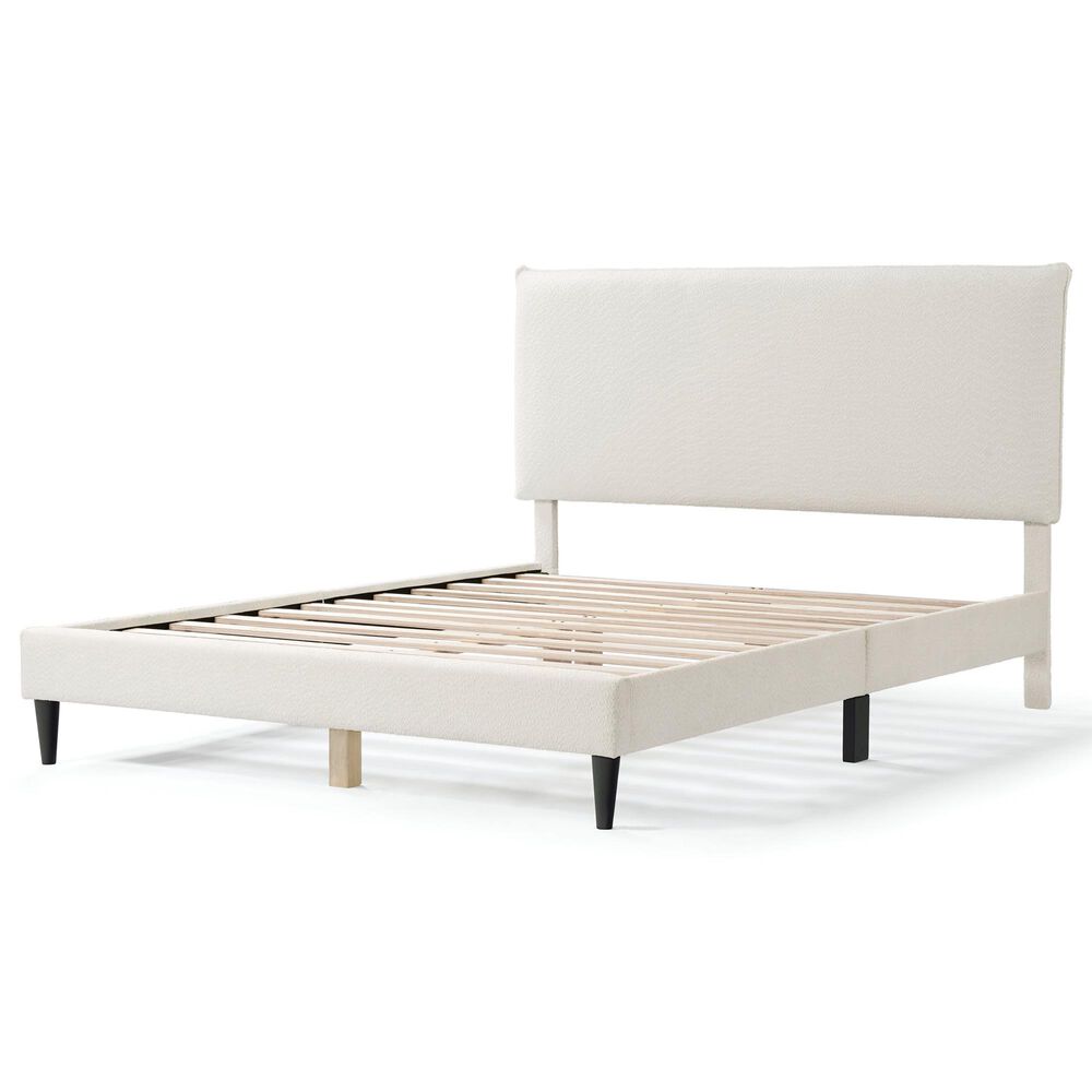 Furniture of America Gail Queen Upholstered Platform Bed with Pillow Headboard in White, , large