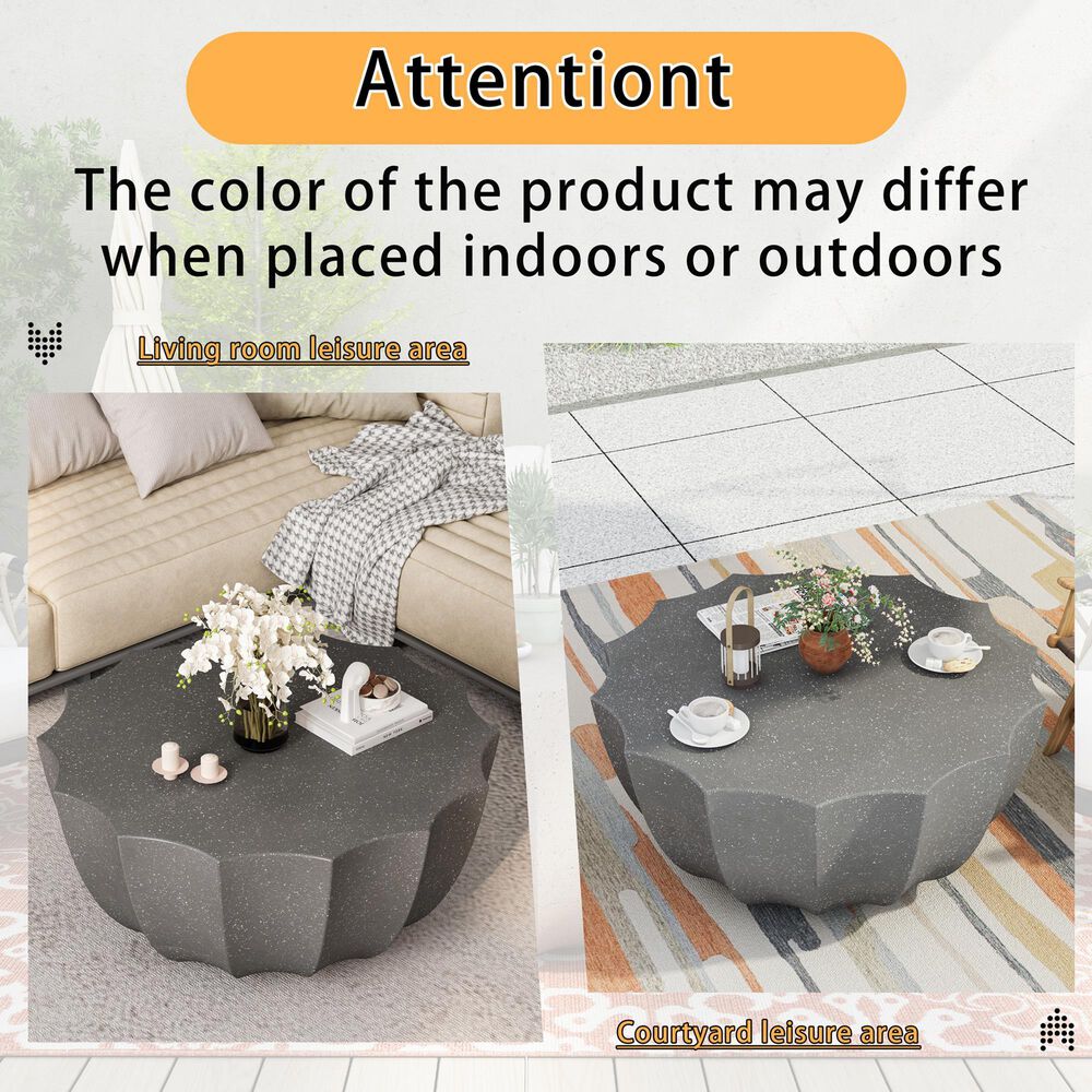Hearth and Haven Outdoor Waterproof Coffee Table in Grey, , large