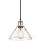 Golden Lighting Orwell 1-Light Small Pendant with Clear Glass Shade in Aged Brass, , large