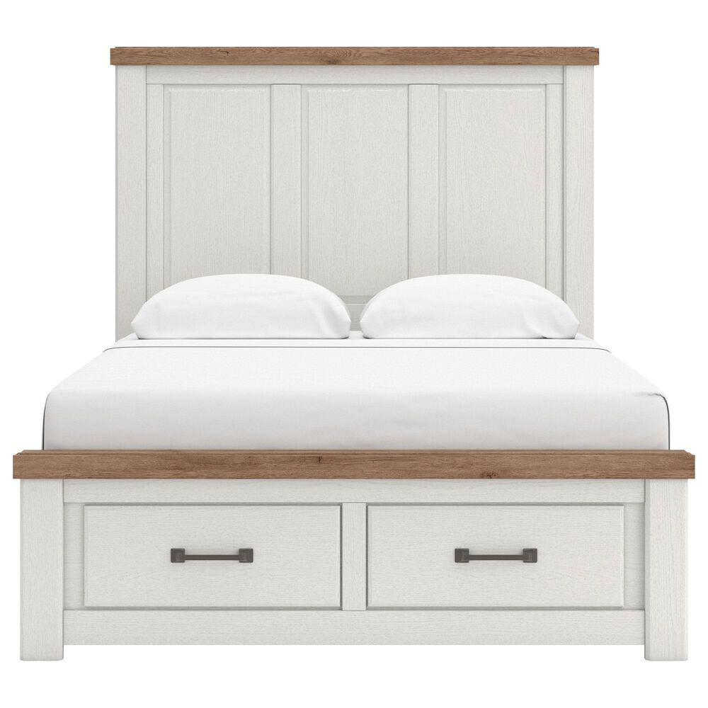 Ashley Savonport Queen Storage Panel Bed in White and Brown, , large