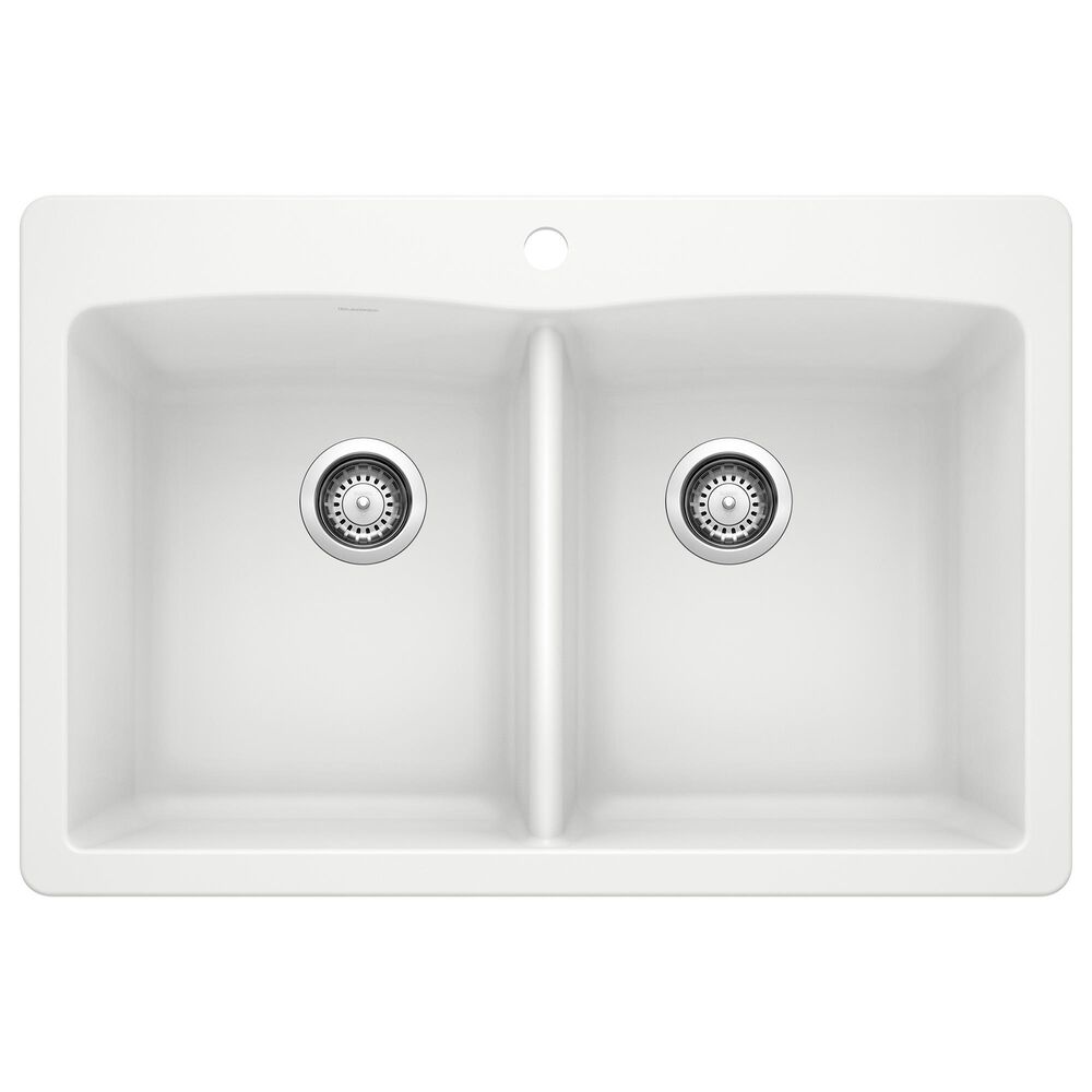 Blanco Diamond 33" Equal Double Dual Mount Kitchen Sink in White, , large