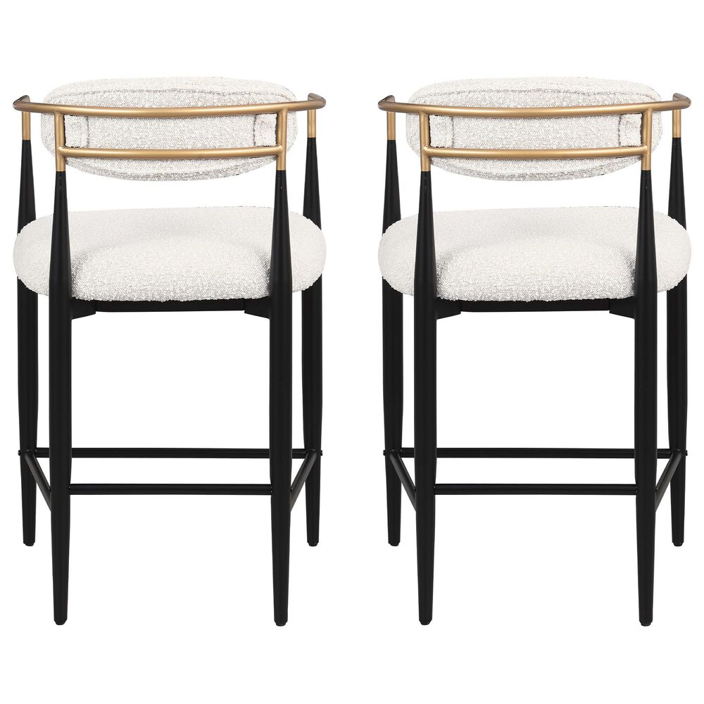Morden Fort 26" Counter Stool with White Cushion in Black and Gold (Set of 2), , large