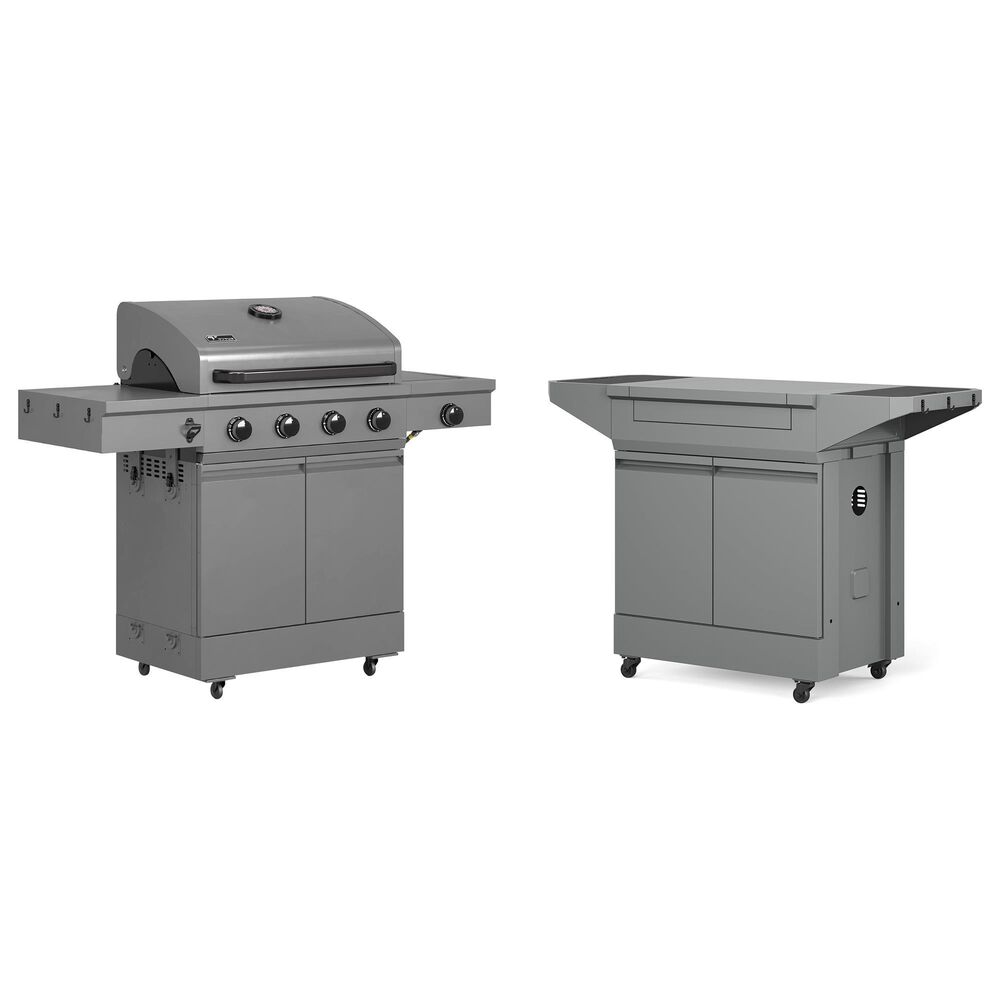 Tytus Anaheim and Emberwood 4-Burner Gas Grill and Grill Prep Cart in Gunmetal Gray, , large