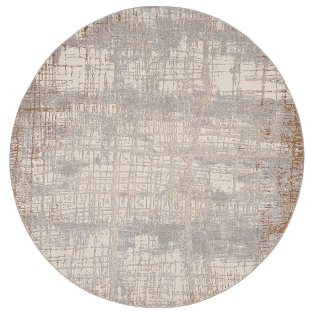 Nourison Rush 8&#39; Round Ivory and Taupe Area Rug, , large