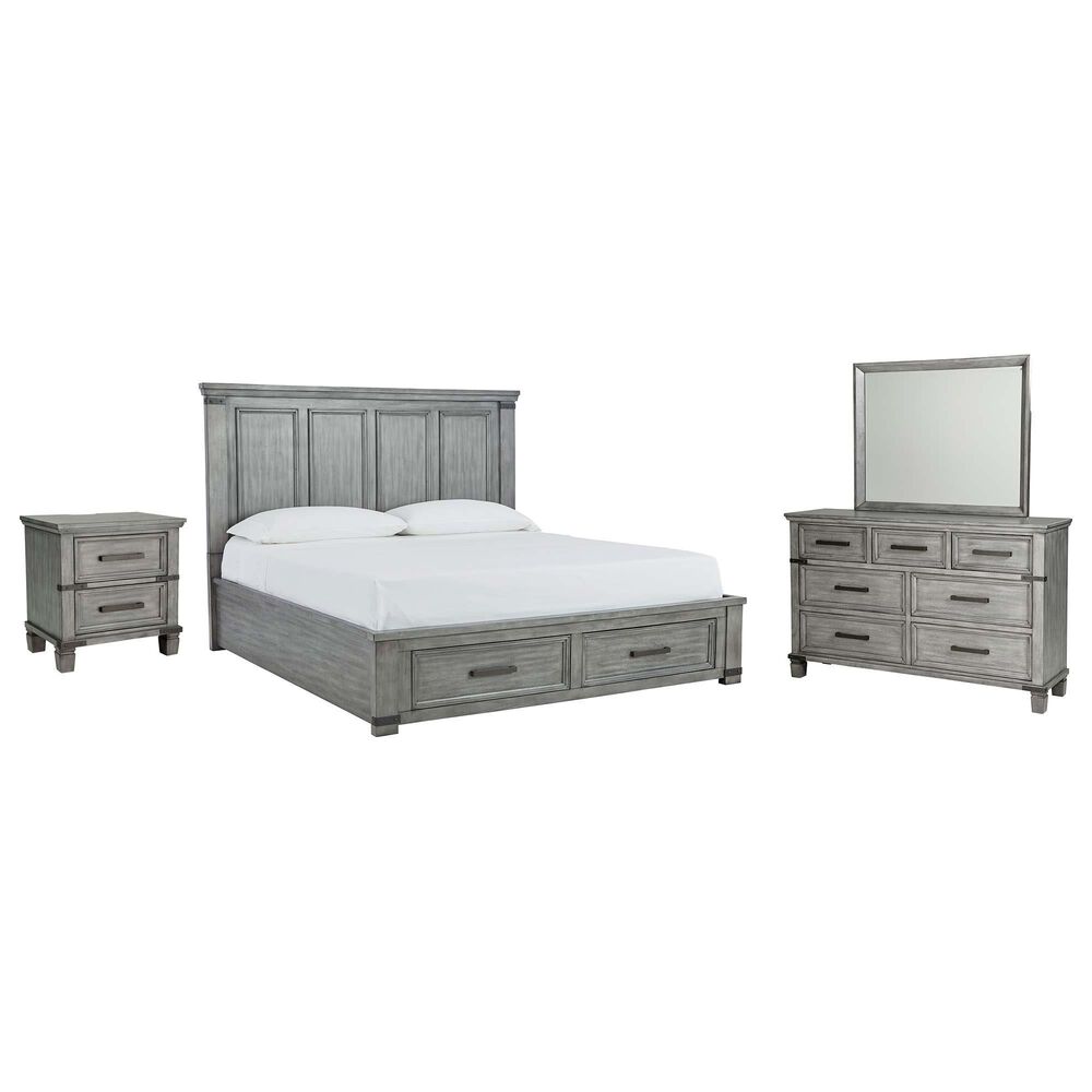 Ashley Russelyn 4 Piece King Bedroom Set in Gray, , large