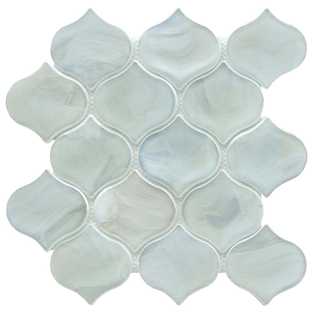 Emser Splash White 3" x 3" Arabesque on 10" x 10" Glass Mosaic Sheet