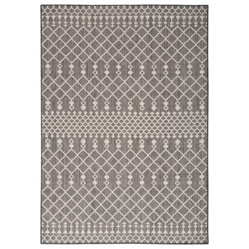 Nourison Positano Southwestern Charcoal 5" x 7" Indoor/Outdoor Area Rug, , large