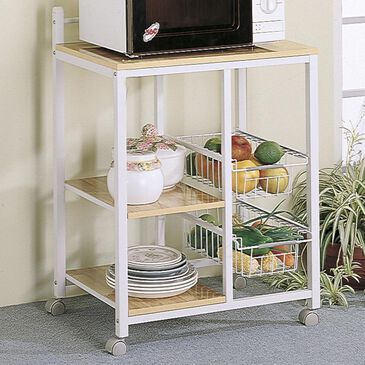 Pacific Landing White Kitchen Cart with Storage Compartments, , large