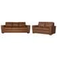 Flexsteel Henry Stationary Leather Sofa and Loveseat Set in Caramel, , large