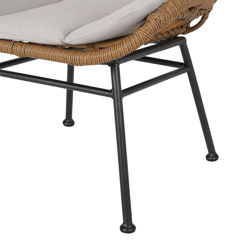 Hearth and Haven Frazer Patio Rattan Chair with Beige Cushion in Brown &#40;Set of 2&#41;, , large