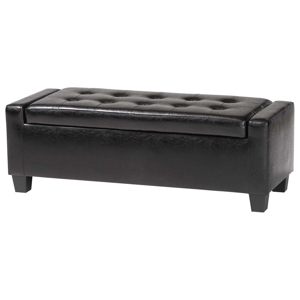 Baxton Studio Manchester Storage Ottoman in Black, , large