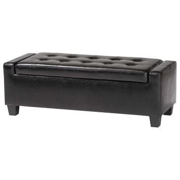 Baxton Studio Manchester Storage Ottoman in Black, , large