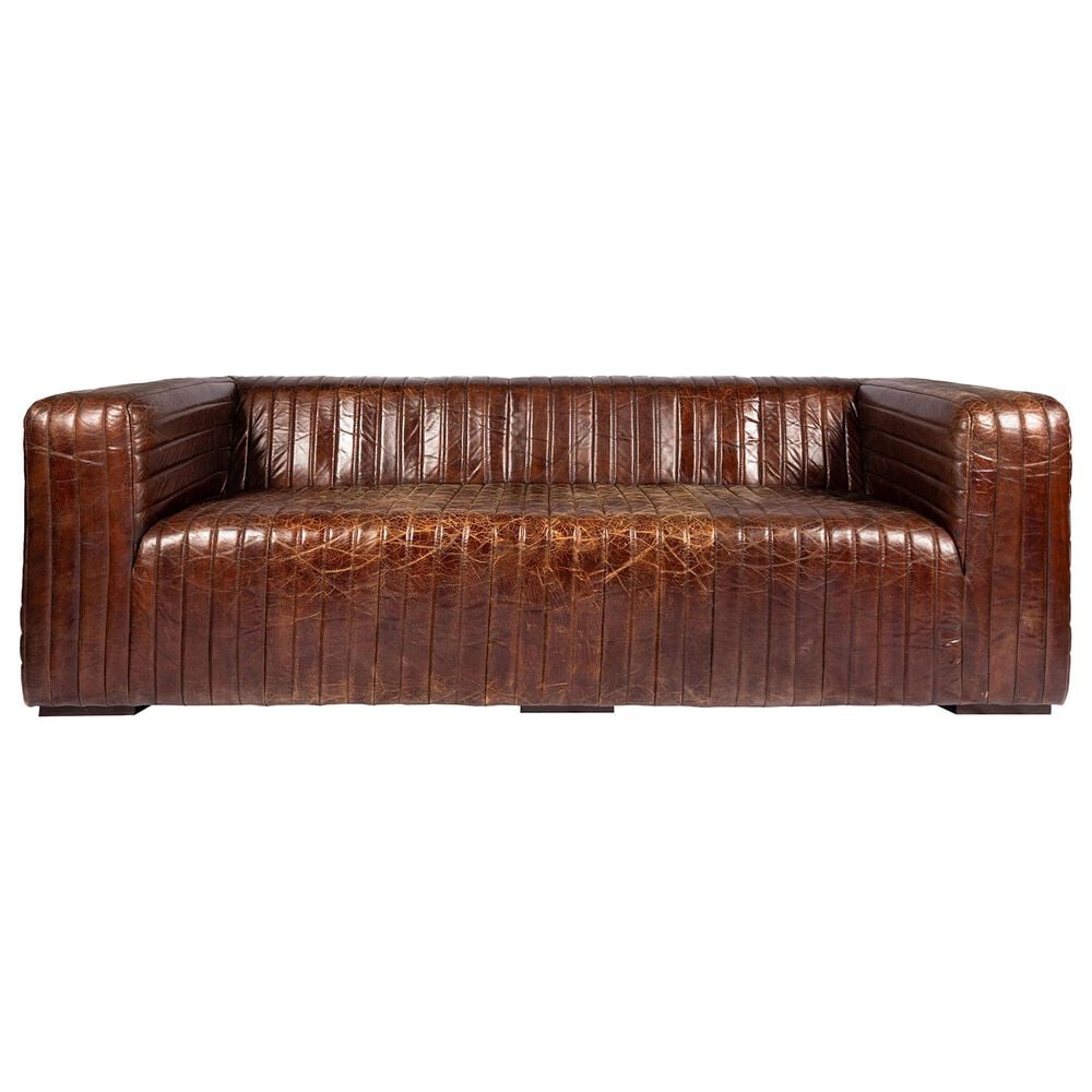 Moe&#39;s Home Collection Castle Leather Stationary Sofa in Cappuccino Brown, , large